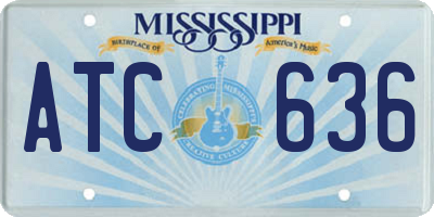MS license plate ATC636