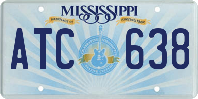 MS license plate ATC638