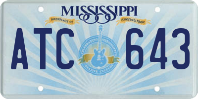 MS license plate ATC643