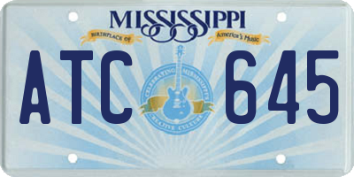 MS license plate ATC645