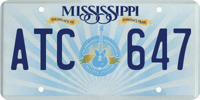 MS license plate ATC647