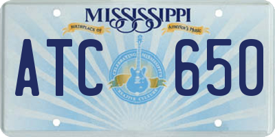 MS license plate ATC650