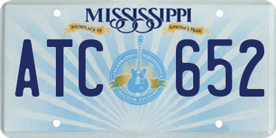 MS license plate ATC652