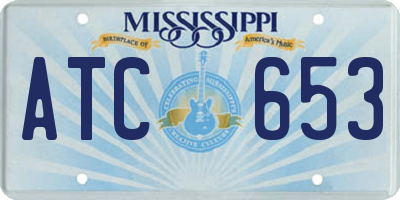 MS license plate ATC653