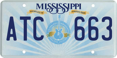 MS license plate ATC663