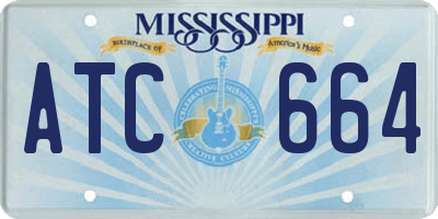 MS license plate ATC664