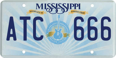 MS license plate ATC666