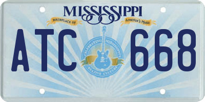 MS license plate ATC668