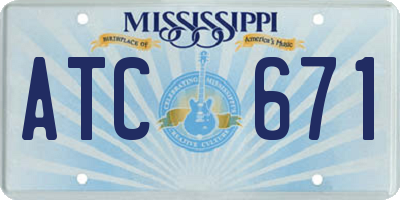 MS license plate ATC671