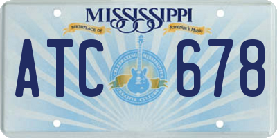 MS license plate ATC678