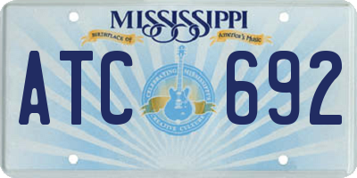 MS license plate ATC692