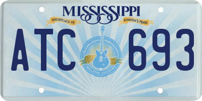 MS license plate ATC693