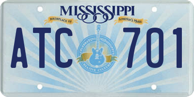 MS license plate ATC701
