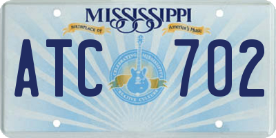 MS license plate ATC702