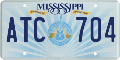 MS license plate ATC704