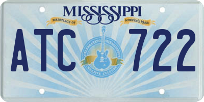 MS license plate ATC722
