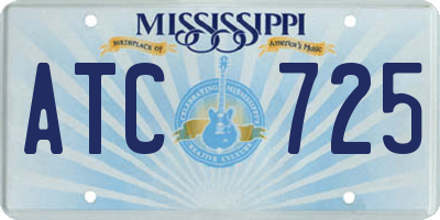 MS license plate ATC725