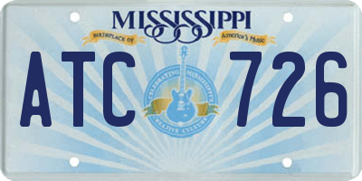MS license plate ATC726