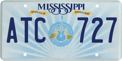 MS license plate ATC727