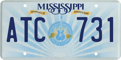 MS license plate ATC731