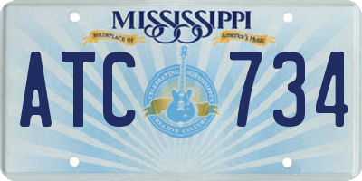 MS license plate ATC734