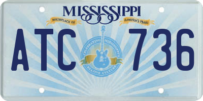 MS license plate ATC736