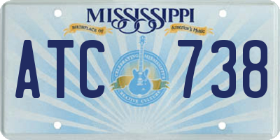 MS license plate ATC738