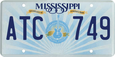 MS license plate ATC749