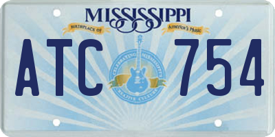 MS license plate ATC754