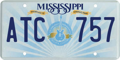 MS license plate ATC757