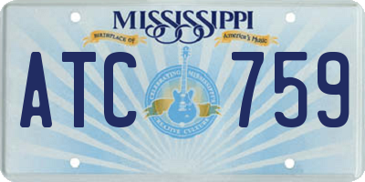 MS license plate ATC759