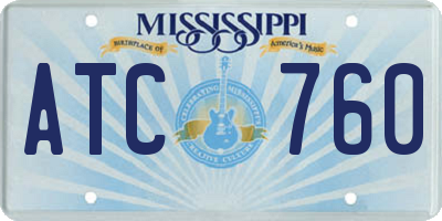 MS license plate ATC760