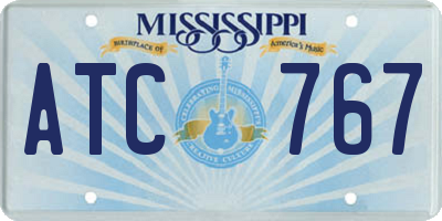 MS license plate ATC767