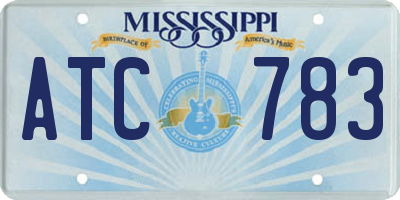 MS license plate ATC783