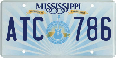 MS license plate ATC786