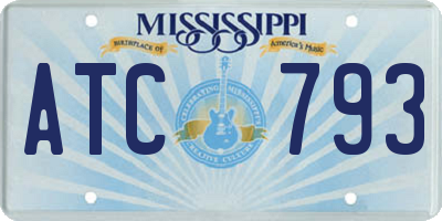 MS license plate ATC793