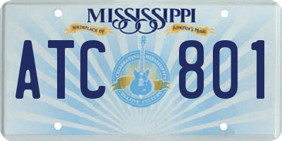 MS license plate ATC801