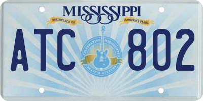 MS license plate ATC802