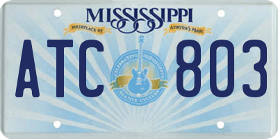 MS license plate ATC803