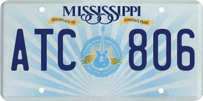 MS license plate ATC806