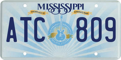 MS license plate ATC809