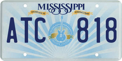 MS license plate ATC818