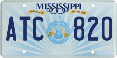 MS license plate ATC820