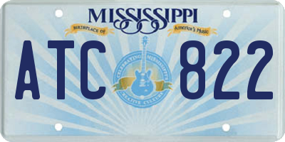 MS license plate ATC822