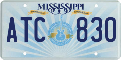 MS license plate ATC830