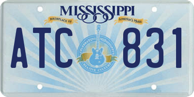 MS license plate ATC831