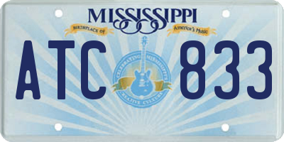 MS license plate ATC833