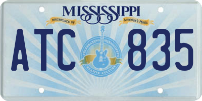 MS license plate ATC835