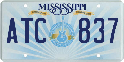MS license plate ATC837