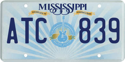 MS license plate ATC839